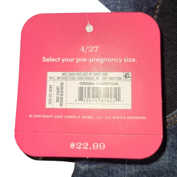 ISABEL MATERNITY SHORTS WOMEN 4 MIDI SHORT BLUE DENIM EXPANDABLE SIDE PANEL NEW - Picture 9 of 11